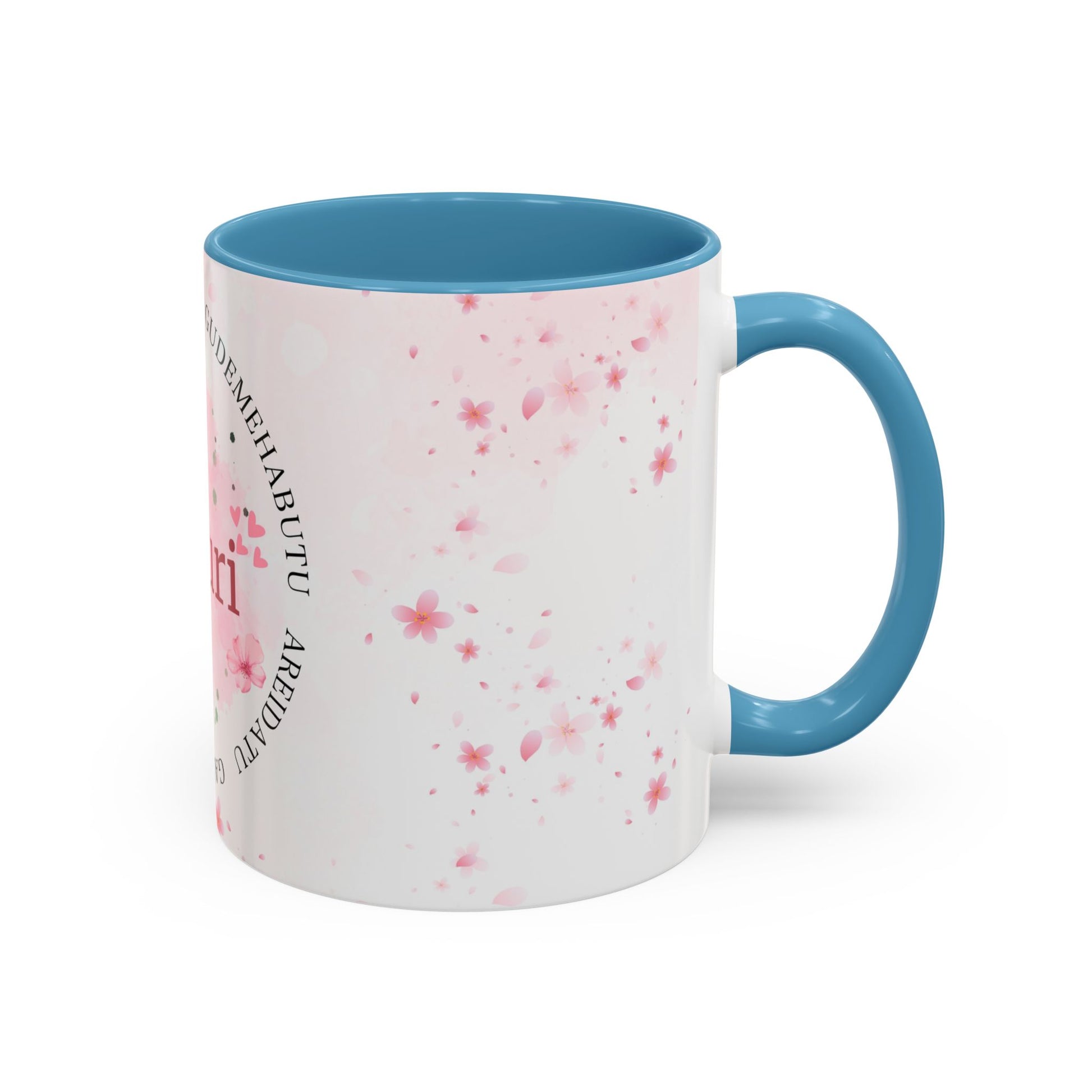 Óufuri Pink Floral Accent Coffee Mug — Sakura-Inspired Ceramic Cup (11/15oz)
