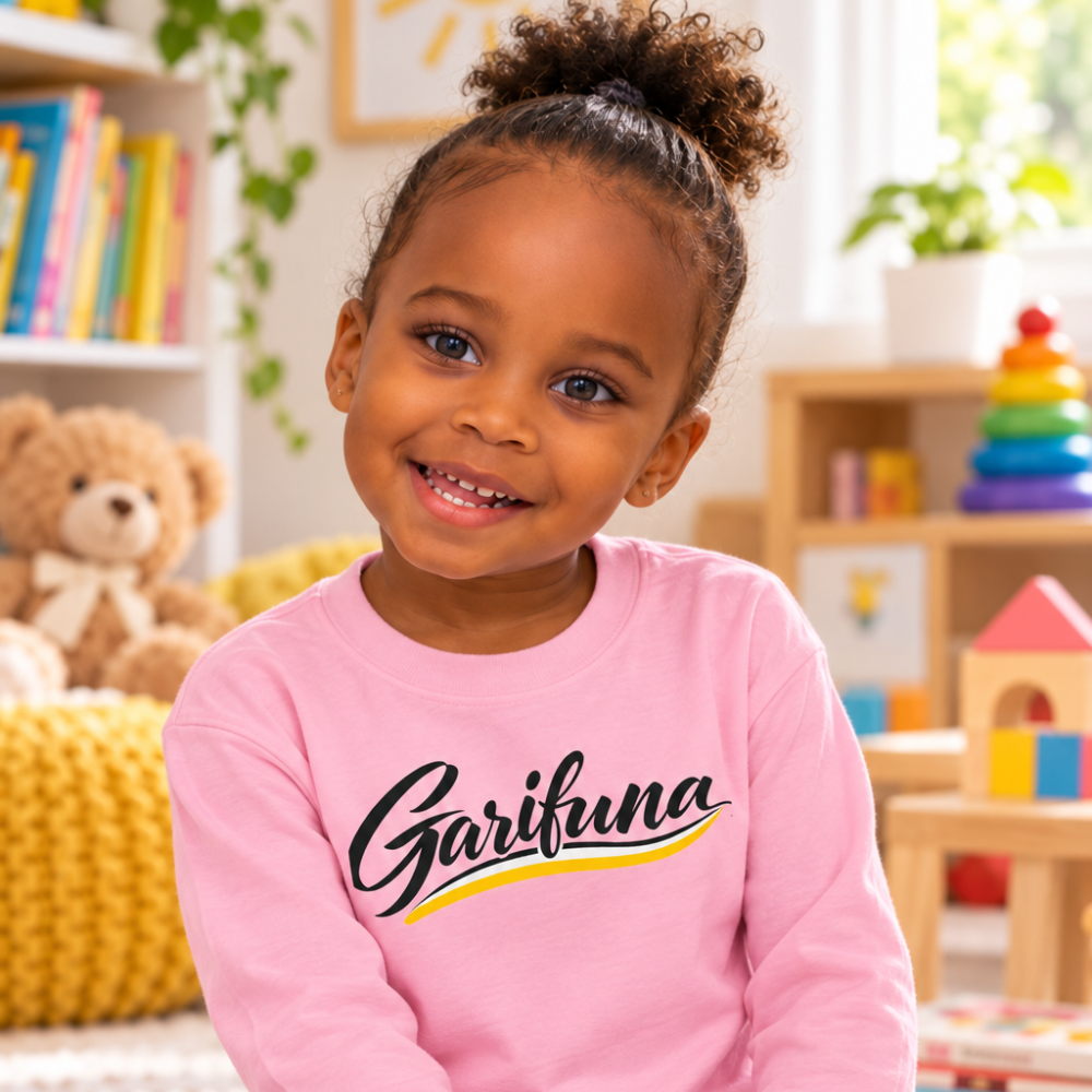 Garifuna Script Toddler Long Sleeve Tee — Kids Cultural Heritage Shirt