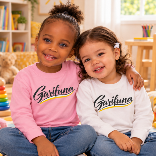 Garifuna Script Toddler Long Sleeve Tee — Kids Cultural Heritage Shirt
